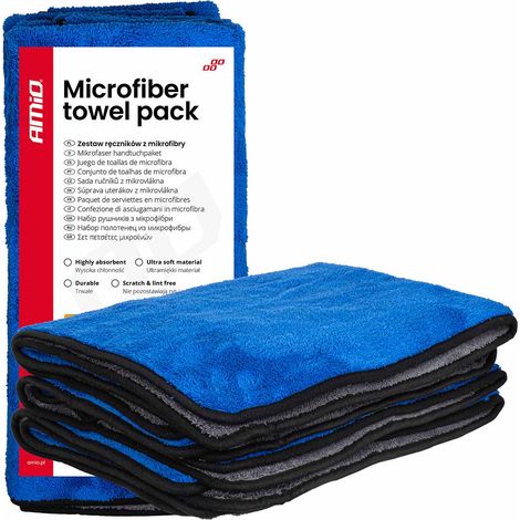 Auto-Trockenhandtuch-Set 800 g/m² 60 x 90 cm 3-teilig amio-04487 (1/5)