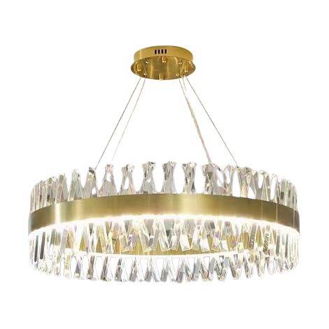 Amsterdam - Lampadario 60cm, Anello LED 3 colori 50W, Ottone Spazzolato Cristallo K9 (1/2)