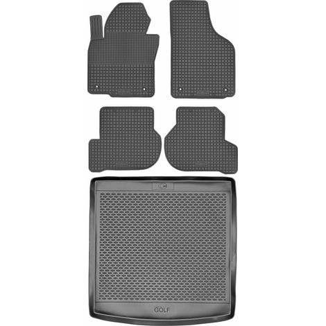 Ensemble de tapis de sol en caoutchouc pour Volkswagen Golf V Kombi (2007-2009) + tapis de coffre