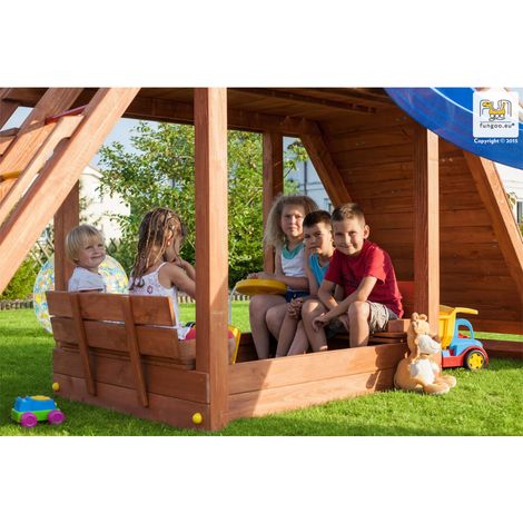 Fungoo Modul "Beach", teak, Sandkasten mit Sitzmöglichkeit, umbaubar zur Abdeckung für MyHouse, Myside, MySpace (1/5)