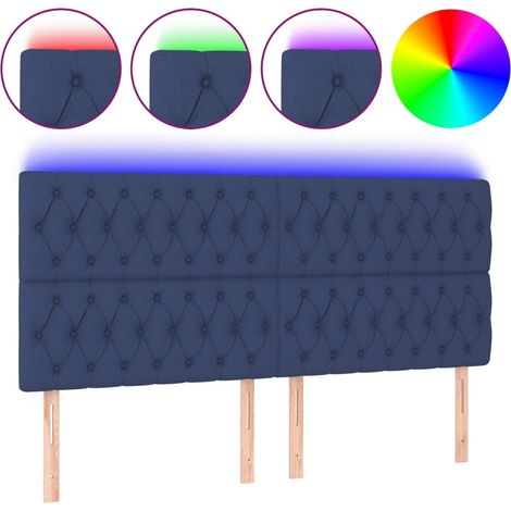 Tête de lit,Panneau décoratif à LED Bleu 180x7x118/128 cm Tissu CFW4978471 (1/5)