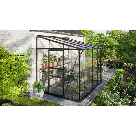Vitavia Anlehn-Gewächshaus "Ida 5200", schwarz, 5,2 m², 3 mm ESG/6 mm HKP (1/4)