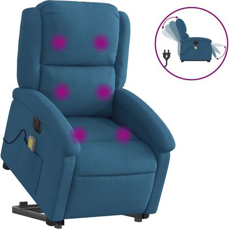 Fauteuil de massage électrique inclinable, velours bleu (1/5)