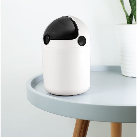 Mini poubelle de bureau, petite poubelle de bureau, jolie poubelle de bureau avec couvercle(noir) (1/5)
