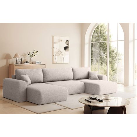 Wohnlandschaft Sofa mit Schlaffunktion FLORA Stoff Verita Beige