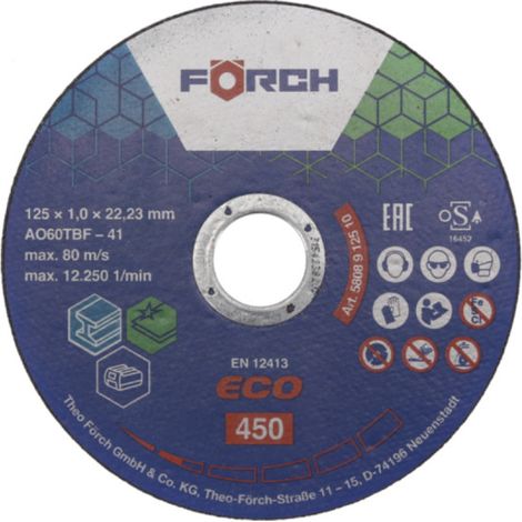 Disco da taglio ECO 450 FORCH in acciaio inox - 1x125 mm