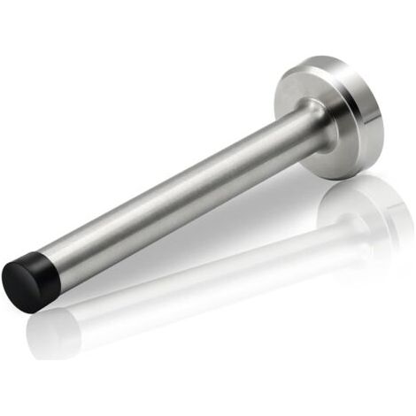QORVA-Butée de porte robuste en acier inoxydable de 15 cm pour plinthes, fixation murale, avec amortissement du bruit en caoutchouc chromé argenté.