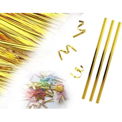 1000 Pièces Attaches de Reliure,Attaches Torsadées Réutilisables,Attaches Torsadées,Bandes Fixation Métalliques,Attaches Sac,Clips Sac,Bandes Reliure,pour Sacs Congélation(Or) - (1/5)