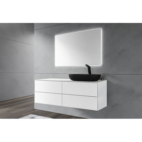 BERNSTEIN - Mueble lavabo suspendido MDF blanco mate, 4 cajones con cierre suave, sin lavabo 140x52x45cm - ARCTIC 1200