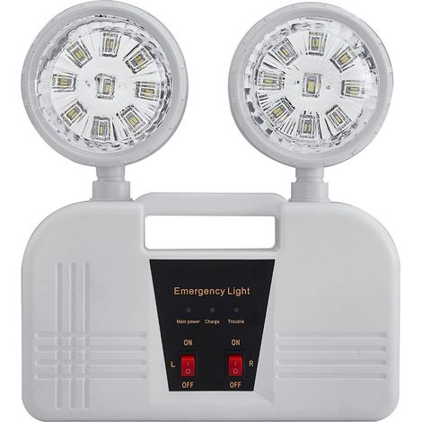 Ortviai Lampe de Secours Automatique 2 Têtes, Étanche, Plastique Rétardant la Flamme, Batterie 1800 mAh pour Maison et Bureau (1/5)