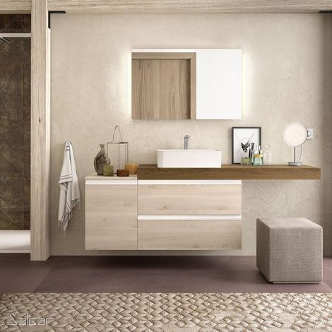 Plateau de lavabo COMPAKT 46 de 1201 à 1400 pour vasque à poser CHÊNE HAVANE (1/2)