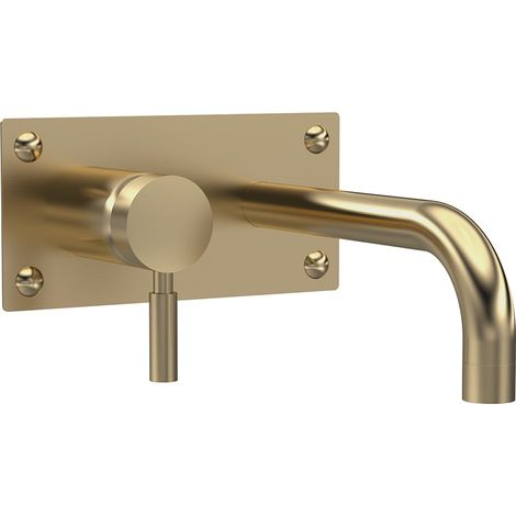 Hudson Reed Tec Lever Brushed Brass Wall Mounted Basin or Bath Filler Tap - PK828 (1/2)