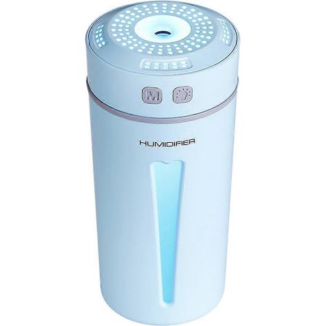 Mini humidificateur portable avec lumières 7 couleurs, arrêt automatique, petit humidificateur de bureau ou de voiture - Bleu (1/5)