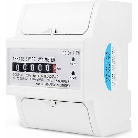 Single-phase rail-mounted digital 4P electronic watt-hour meter 30100A 230V (1/4)