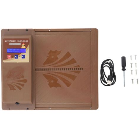 QORVA- Porte automatique de poulailler USB – Ouverture horizontale – Minuterie programmable – Plastique durable – Écran LED haute définition (1/5)