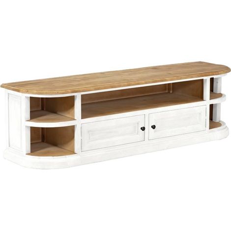 Meuble TV en bois recyclé blanchi Garance (1/5)