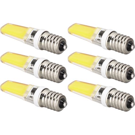 Lot de 6 mini ampoules COB E14, éclairage à 360°, dissipateur thermique en silicone anti-éblouissement, pour lustres et plafonniers, lumière blanche froide 6500K (1/5)