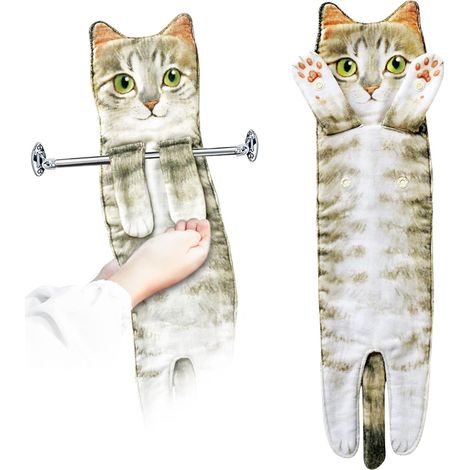 Serviettes de bain à motif chat amusant, lot de 4. (1/5)