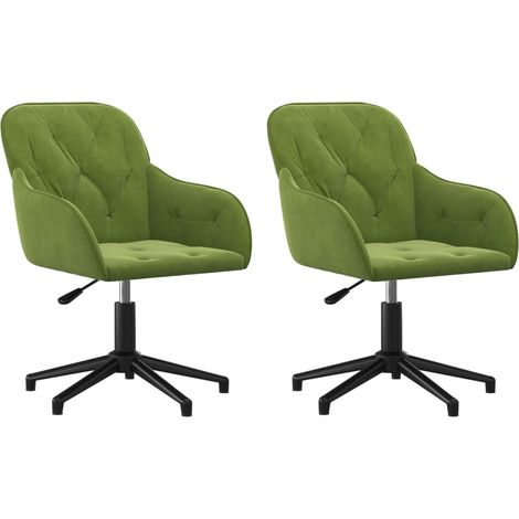 Lot de 2 chaises de salle à manger siège pivotant hauteur réglable en velours vert clair cadre en métal DEC025316 (1/5)