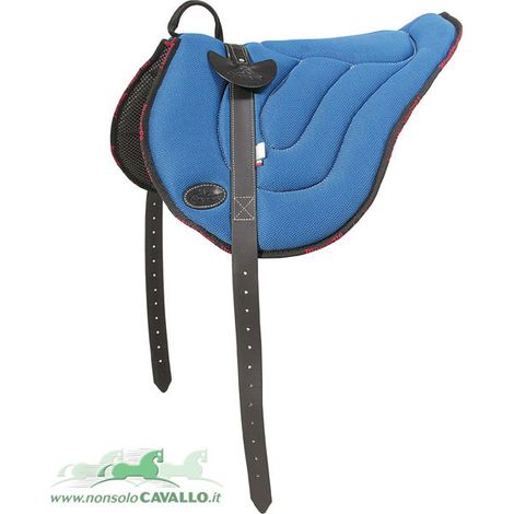 Blau - Konturierter Neopren- und Luftmaschen-Bareback, gepolstert mit Watte, komplett mit Sattelgurt (1/4)
