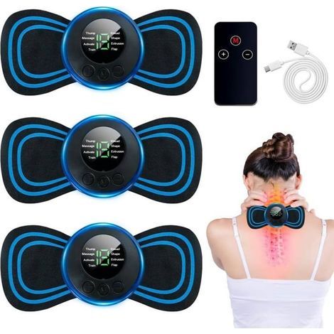 3-teiliges Mini-Elektromassage-Set für den Nacken, 8 Modi, 19 Intensitätsstufen, Mini-Nackenmassagegerät, Nackenmassage-Pads (1/5)