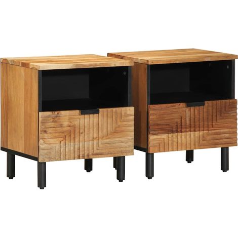 Nachttische 2 Stk. 40x33x46 cm Massivholz Akazie