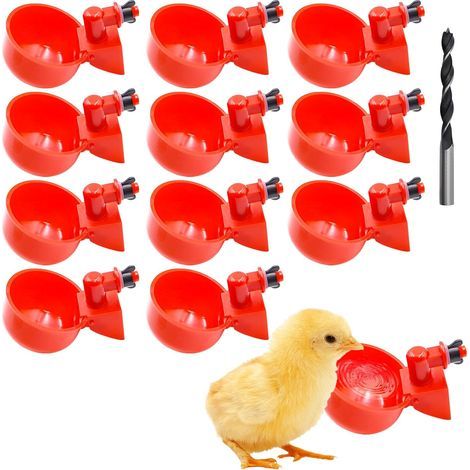 12 Automatic Waterers, PP Plastic, With Drill, For Chickens, Ducks, Turkeys, Poultry Farming (1/5)
