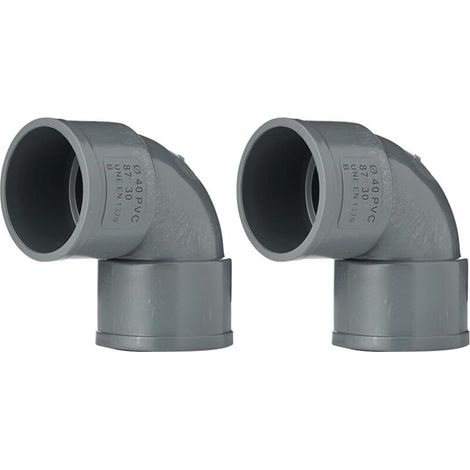 PVC-Winkel – 40-mm-Anschluss – 87°-Winkel – Innengewinde – für Wasserablauf – Grau – 40 x 40 mm (1/4)
