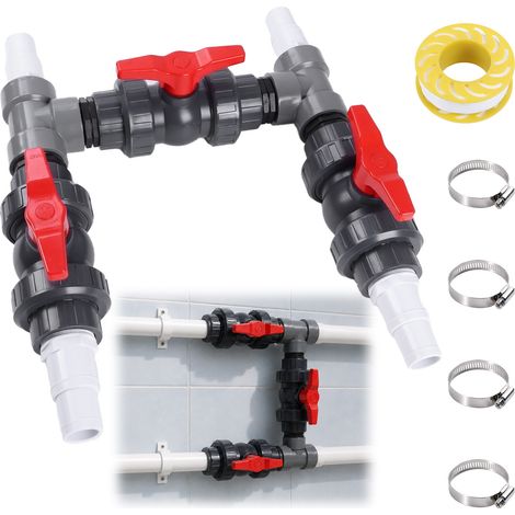 Kit by-pass piscine 18 pièces – Adaptateurs tuyau 32/38 mm – Connecteur en T – Colliers de serrage et ruban -– Installation simplifiée (1/5)