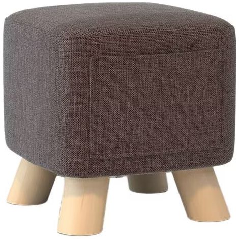 Pouf de Rangement, Tabouret rembourré Carré, pour Salon,Avec poches, Optique Lin, Repose-Pieds,28 x 25 cm, Brun (1/2)