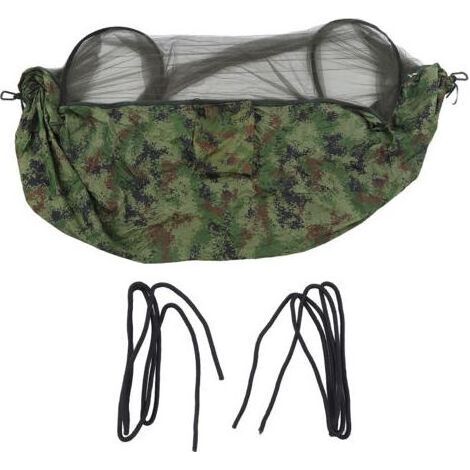 Hamac de camping pour 2 personnes, capacité de 440 lb, couleur camouflage, design de filet de lit, hamac de voyage pour randonnée, aventure,DUBUNS (1/4)