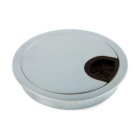 Emuca Couvercle passe-câbles circulaire, D. 80 mm, à encastrer, Zamak, Chromé mat - talla (1/4)