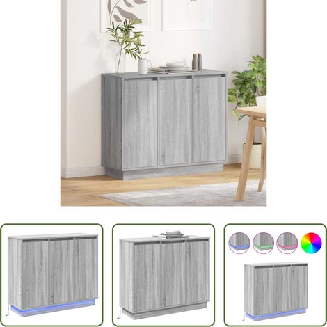Holzwerkstoff - LED-Sideboard Graues Sonoma 90 x 32 x 75 cm Holzwerkstoff (1/5)