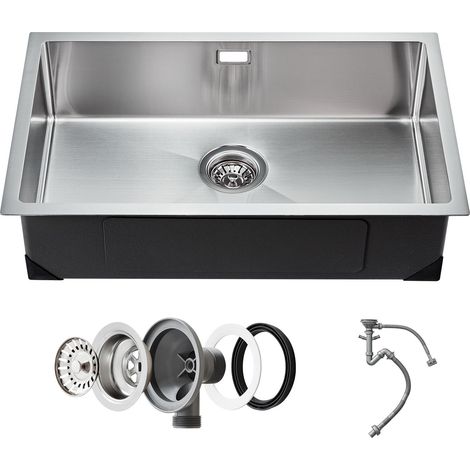 Évier de cuisine 76cm, bac unique en acier inoxydable 304, encastrable, avec accessoires, idéal pour camping-car, cuisine, buanderie, bar. (1/5)