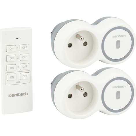 Pack de 2 prises 2300W + télécommande - Blanc - Bolea - Zenitech (1/5)