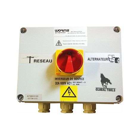 Inverseur de source WORMS pour groupe électrogène 125A jusqu’à 87 Kva