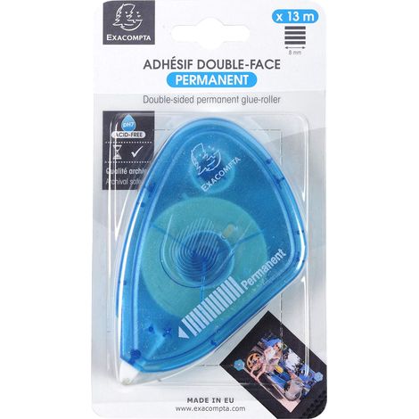 Exacompta 12996E, 1 Colla Roller Biadesivo Permanente 13 Metri, Adesivo Pretagliato Per Incollare Forme Arrotondate, Piccole Superfici, Foto, Cartoline, Creazioni Scrapbooking, Album Diario (1/4)