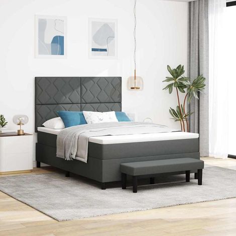 Boxspringbett mit Kopfteil Dunkelgrau 140 x 200 cm Stoff vidaXL (1/5)