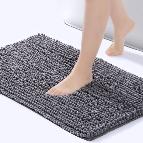 Alfombrilla antideslizante para baño - Alfombrilla antideslizante - Alfombrilla de secado rápido para baño - Gris - 80x50 cm (1/5)