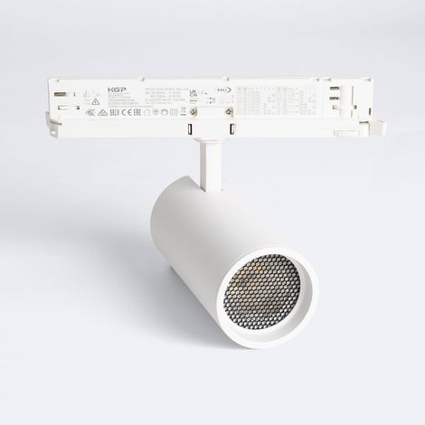 Foco Carril LED Trifásico 30W Fasano Antideslumbramiento CCT Seleccionable Regulable DALI Blanco (2700K - 3200K - 4000K) Seleccionable