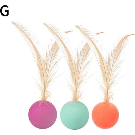 Lot de 3 balles à plumes interactives pour chats (1/2)