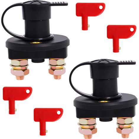 Batterieschalter 12V/24V, Batterie Trennschalter Hauptschalter, Batteriehauptschalter Schnelles Ausschalten Trennschalter für Auto Kfz LKW Boot (2 pcs)