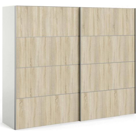 Dmora – Armoire 2 portes coulissantes 64x201,5 cm – Panneau mélaminé – 4 étagères et porte-manteaux – Design moderne pour chambre