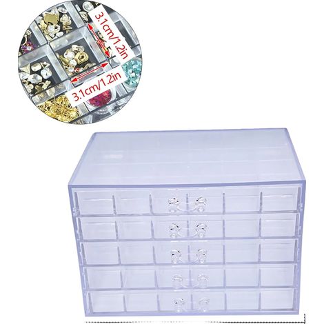 Organizador de joyas, 120 compartimentos, diseño impermeable, transparente (1/2)