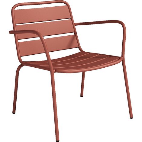 Poltrona bassa da giardino impilabile Metallo Terracotta - MIRMANDE (1/3)