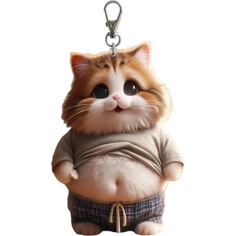 Colgante de acrílico gato de mejillas redondas para coche, 5 cm (1/5)