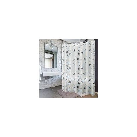 Rideau de douche 200x200cm en PEVA – Imperméable, antibactérien, anti-moisissure – Installation facile avec crochets en métal (1/5)