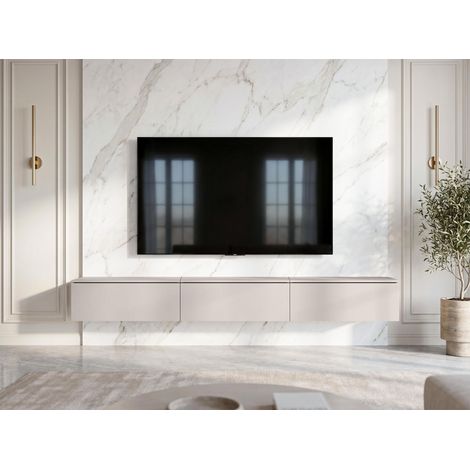 AX LIVING Barvo 3x100 cm TV Kommode Lowboard Beige Kaschmir Hängend