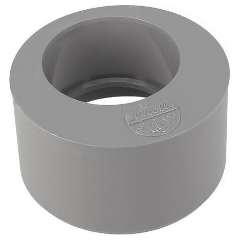 Spina di riduzione in PVC incorporata, maschio 100 mm, femmina 63 mm.