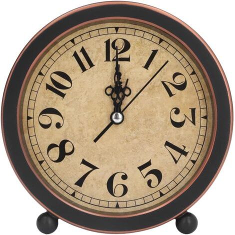 Réveil analogique rétro Vintage, réveil Rond, Petite Horloge de Bureau, Super silencieuse, sans tic-tac, Petite Horloge pour la décoration intérieure